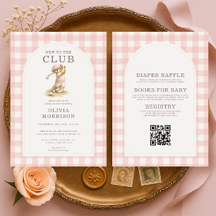 Invitación Todo en uno nuevo en el club de golf oso rosa baby