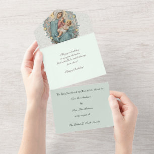 Invitación Todo En Uno Ofrenda católica religiosa de la Misa Virgen María