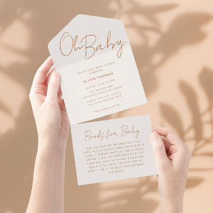Invitación Todo En Uno Oh Baby Earthy Minimal Baby Shower