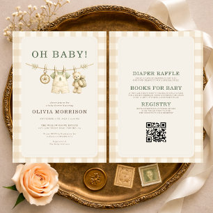 Invitación Todo en uno Oh Baby Woodland Clothesline Shower