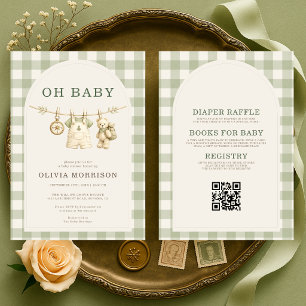 Invitación Todo en Uno Oh Bebé Fiesta de Bebé del Bosque