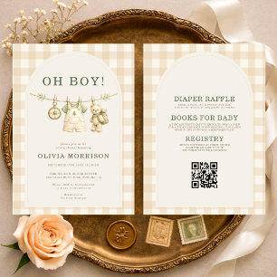 Invitación Todo en Uno Oh Chico Aventura Espera Fiesta de Beb