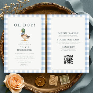 Invitación Todo en Uno Oh Chico Pato Silvestre Baby Shower