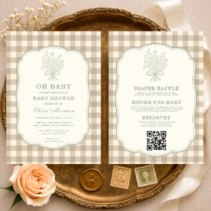 Invitación Todo en Uno Oh Nena Fiesta de Baby Shower de Cuadr