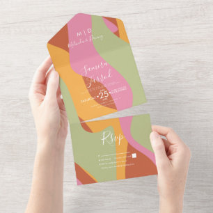 Invitación Todo En Uno Olas abstractas maravillosas boda