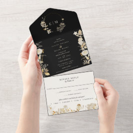 Invitación Todo En Uno Opulenta Boda de Jardín Dorado