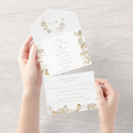 Invitación Todo En Uno Opulenta Boda de Jardín Dorado