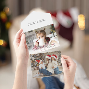 Invitación Todo En Uno Oro esparce Feliz Navidad Caligrafía Fotografía