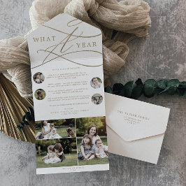 Invitación Todo En Uno Oro romántico qué año de vacaciones multifotográfi