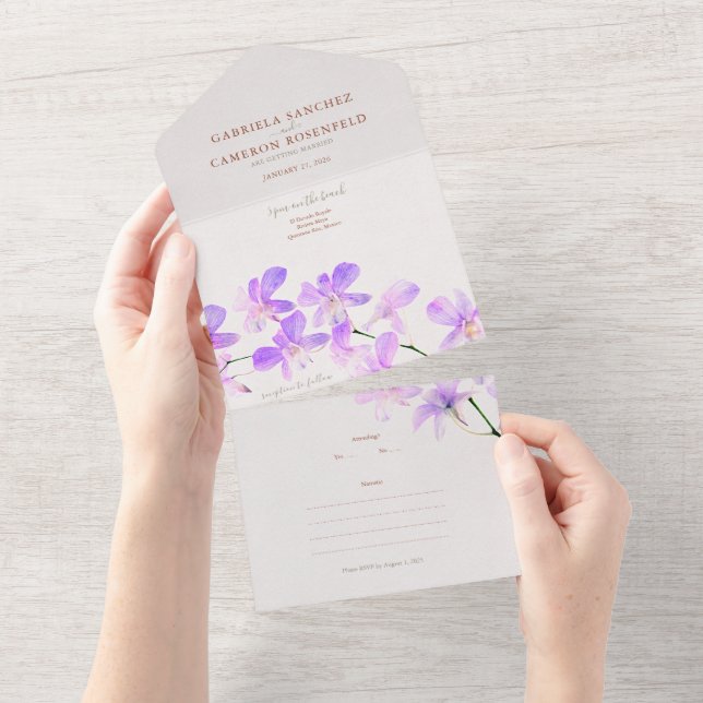 Invitación Todo En Uno Orquídeas Floral Boda Terracotta (desgarro)