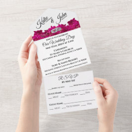 Invitación Todo En Uno Orquides de Fuchsia en Boda fotográfico blanco-