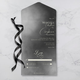 Invitación Todo En Uno Oscuro Moody Medianoche Niebla negra sin Boda de c