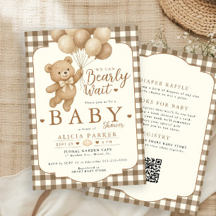 Invitación Todo en uno oso apenas espera shower de bebé oso m