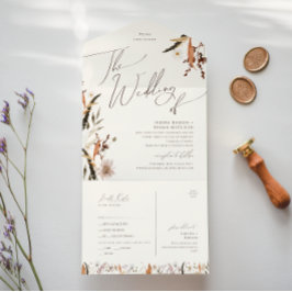 Invitación Todo En Uno Otoño Boda Beige de foca y envío