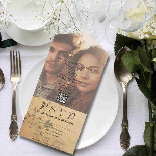 Invitación Todo En Uno Otoño otoño sale de la página web Cream Photo QR C