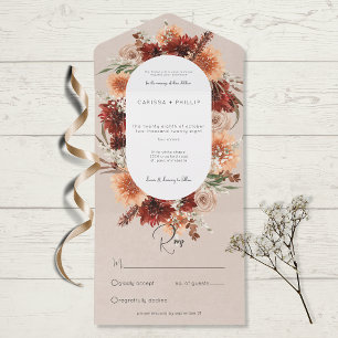 Invitación Todo En Uno Oveja floral Oval innato