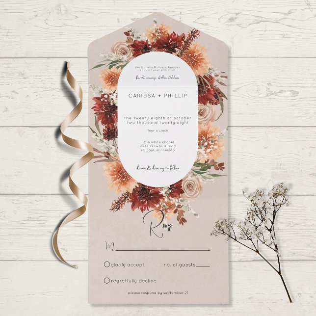Invitación Todo En Uno Oveja floral Oval innato (Subido por el creador)