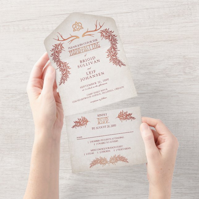 Invitación Todo En Uno Pagan Handfasting Boda (desgarro)
