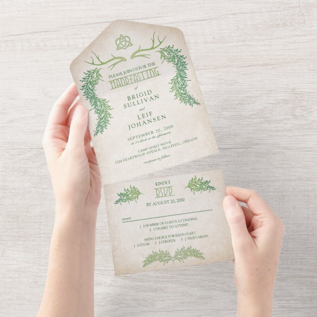 Invitación Todo En Uno Pagan Handfasting Boda (desgarro)