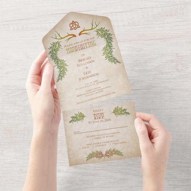 Invitación Todo En Uno Pagan Handfasting Boda (desgarro)