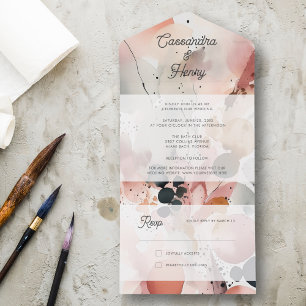 Invitación Todo En Uno Painterly acuarela moderna Pastel Primavera Weddin