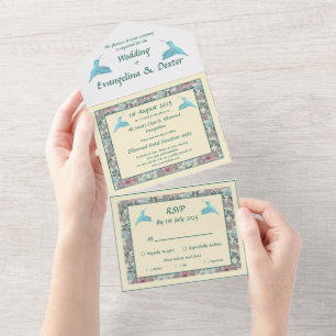 Invitación Todo En Uno Pájaro zumbador e Hibiscus