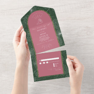 Invitación Todo En Uno Palm Tree Beach Wedding RSVP Todo En Uno I