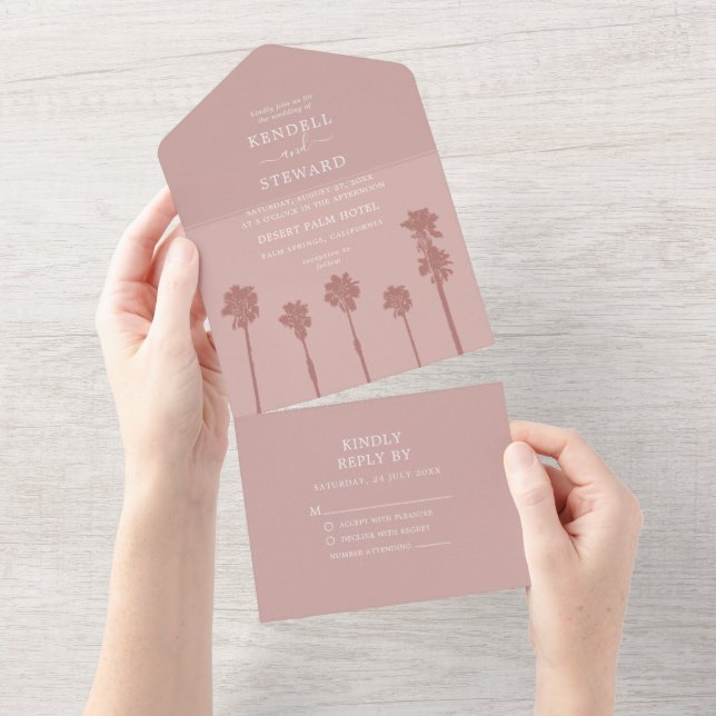 Invitación Todo En Uno Palm Tree Romance Boda Suite (desgarro)