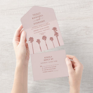 Invitación Todo En Uno Palm Tree Romance Boda Suite