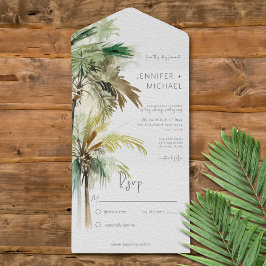 Invitación Todo En Uno Palm Trees Tropicales Moderno No Cena