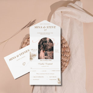 Invitación Todo En Uno Pampas bohemias foto todo en un boda