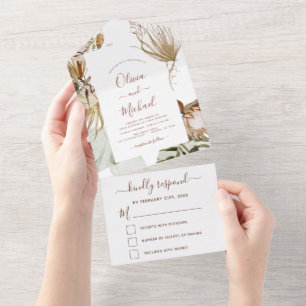 Invitación Todo En Uno Pampas Grass Bohemian Boho Boda