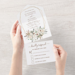 Invitación Todo En Uno Pampas Grass Bohemian Boho Eucalyptus Boda