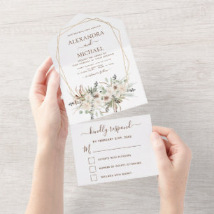 Invitación Todo En Uno Pampas Grass Bohemian Boho Eucalyptus Boda
