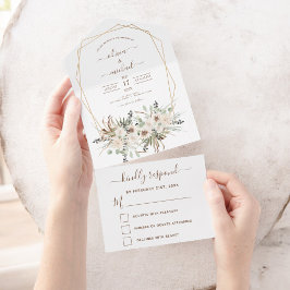 Invitación Todo En Uno Pampas Grass Bohemian Boho Eucalyptus Boda