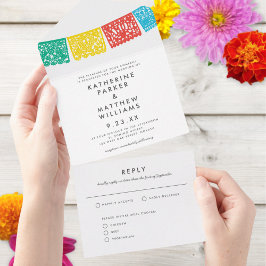 Invitación Todo En Uno Pancarta moderna del Boda Papel Picado