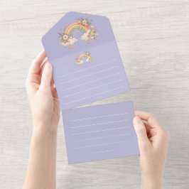 Invitación Todo En Uno Papelaria Arcoíris Pastel