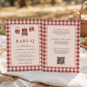 Invitación Todo en uno para Baby Q con parrilla BBQ a cuadros
