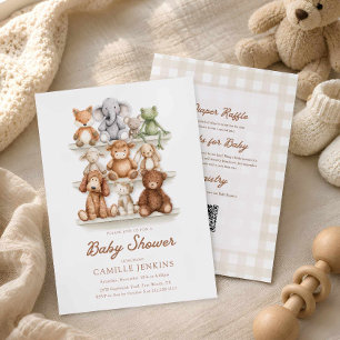 Invitación Todo en Uno para Baby Shower de Animale