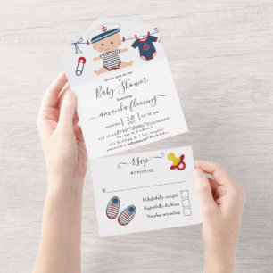 Invitación Todo en Uno para Baby Shower de Niño Ná