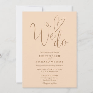 Invitación Todo en uno para hacer corazón suave melocotón bod