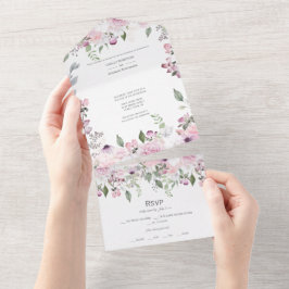 Invitación Todo En Uno Paraíso floral rosa