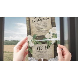 Invitación Todo En Uno Pareja de herraduras de encaje Hidrangea Boda RSVP