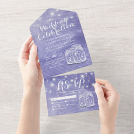 Invitación Todo En Uno Pareja de moda Mason Jar Lavender Purple Wedding R