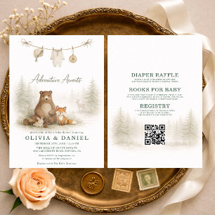 Invitación Todo en Uno Parejas de Animales del Bosque Baby Sh