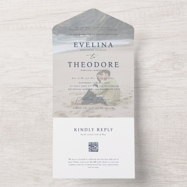 Invitación Todo En Uno Parker Photo Seal y Send Wedding Invitation (Interior)