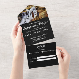 Invitación Todo En Uno Partido de compromiso-Foto-Fondo de Cascada-