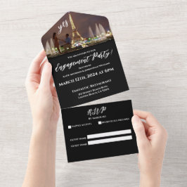 Invitación Todo En Uno Partido de compromiso-Foto-Fondo de París-