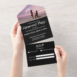Invitación Todo En Uno Partido de compromiso-Foto-Fondo de playa de Sunse