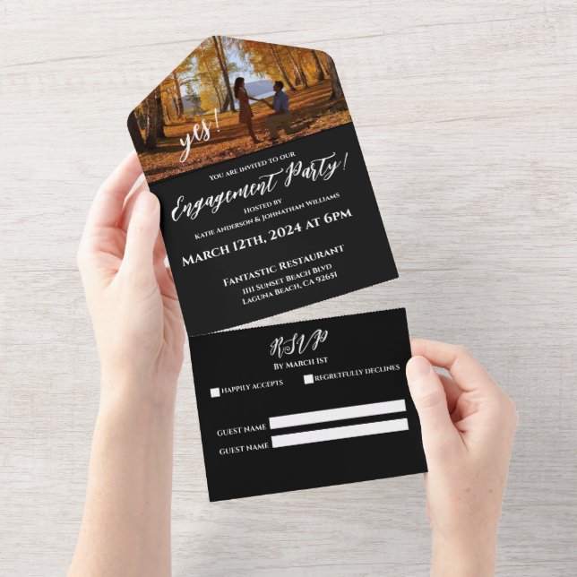 Invitación Todo En Uno Partido de compromiso-Foto-Fondo del lago del otoñ (desgarro)